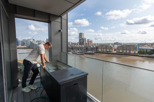 chill original ice bath on a balcony